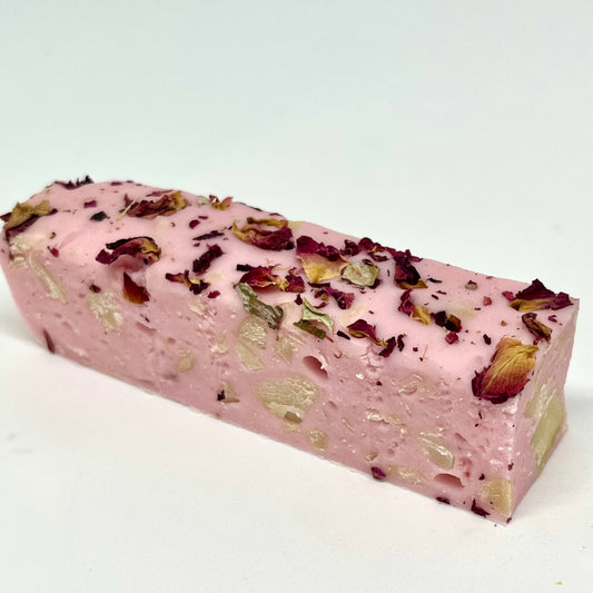 Lychee, Rose & Macadamias Nougat