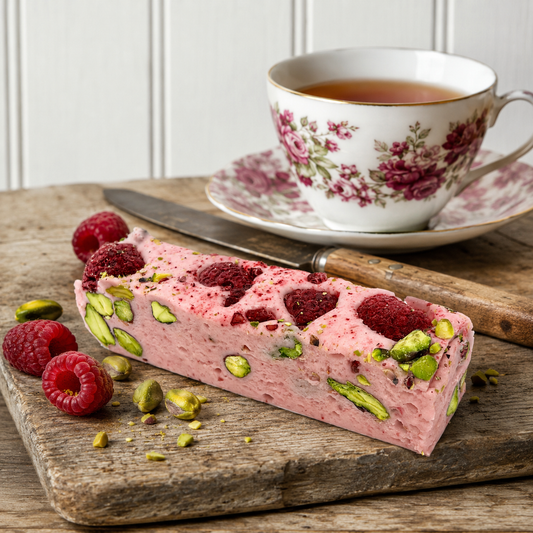Raspberry, Vanilla Bean & Pistachios Nougat