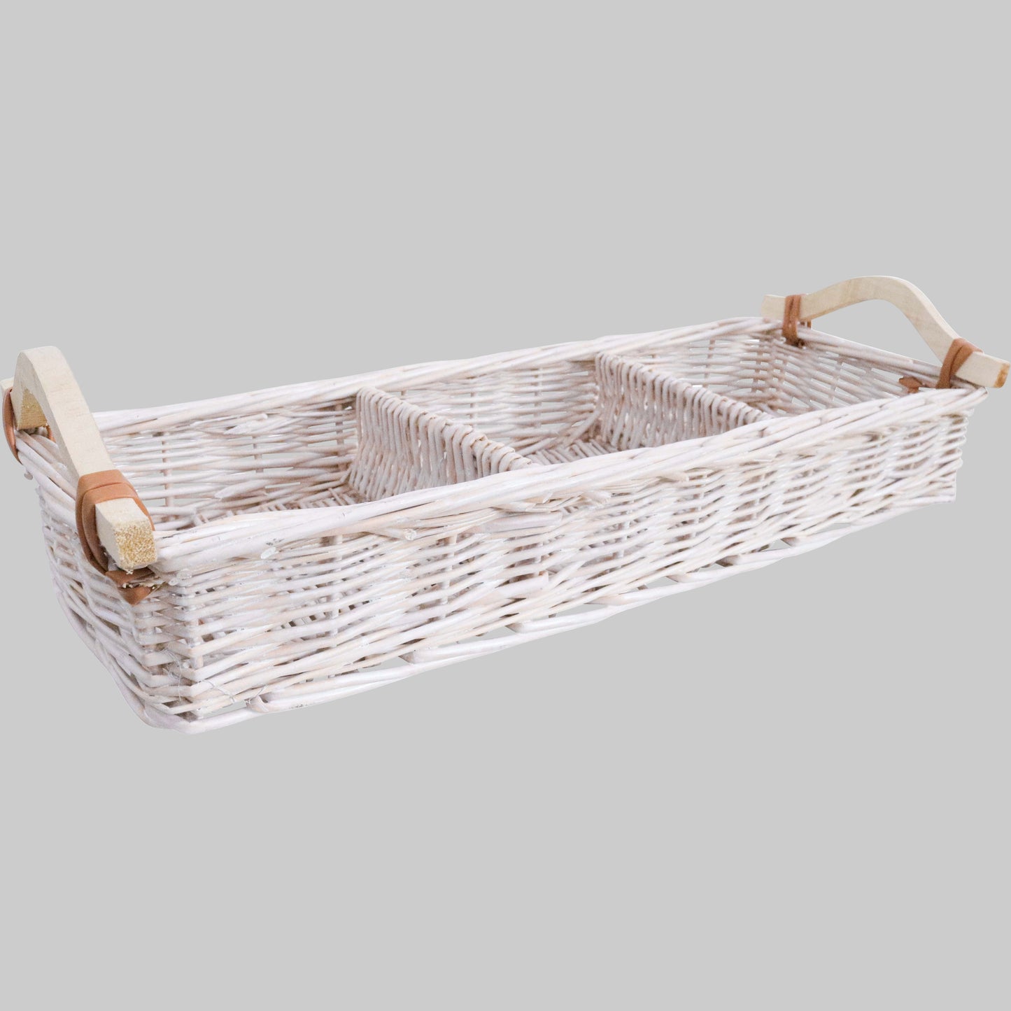 Woven White Wicker Storage Tray