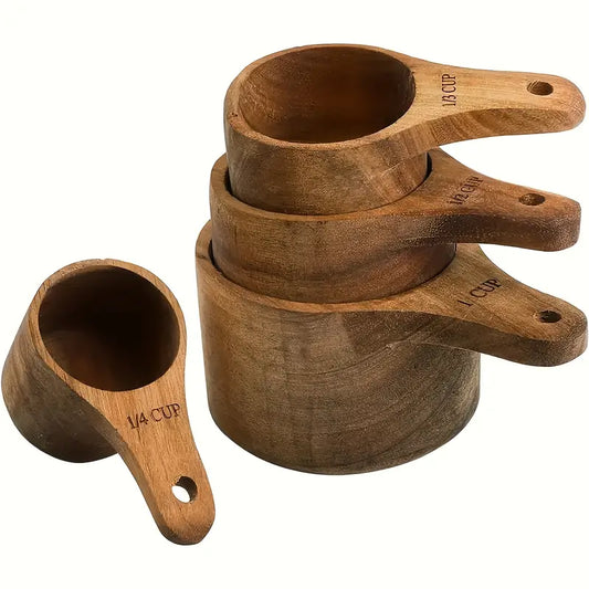 Handcrafted Wooden Measuring Cup & Spoon Set of 4