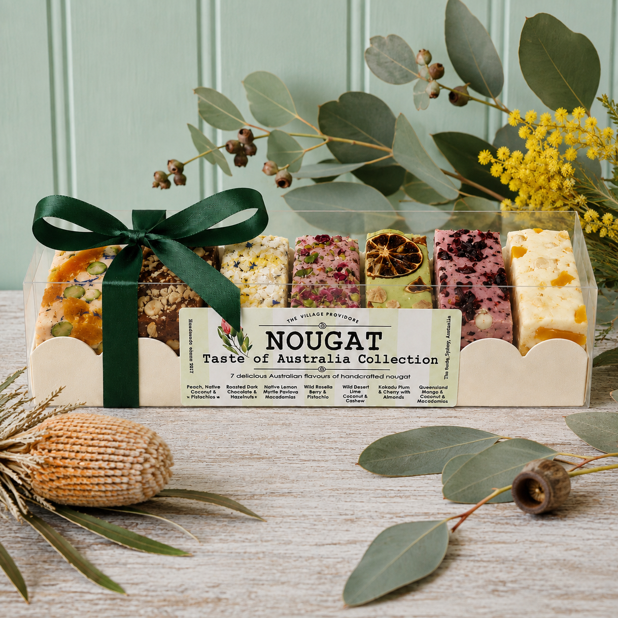 Australian Gifts - Taste of Australia nougat gift box with eucalyptus, wattle and native botanicals