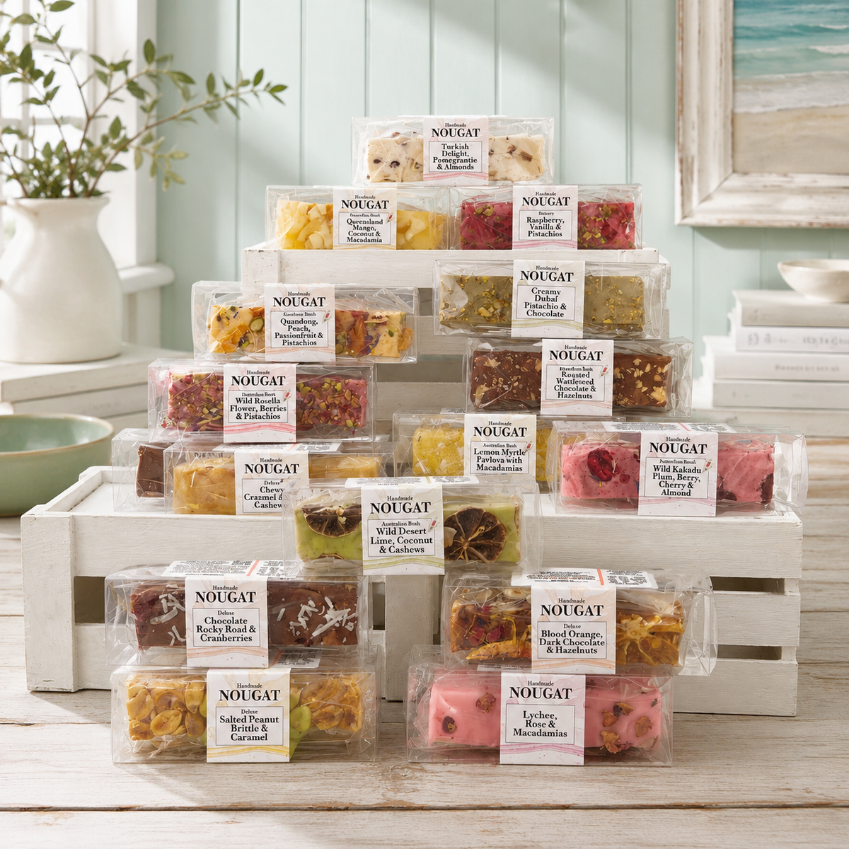 Individual nougat packs in assorted flavours for a build-your-own selection