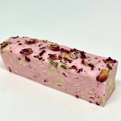 Lychee, Rose & Macadamia Nougat