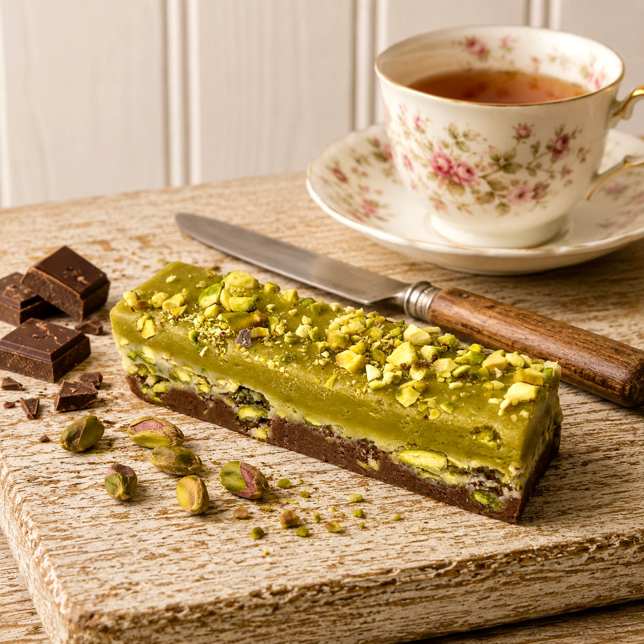 Creamy Dubai Pistachio and Chocolate Nougat