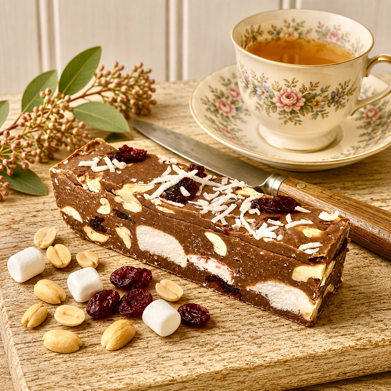 Chocolate Rocky Road with Peanuts & Cranberries Nougat