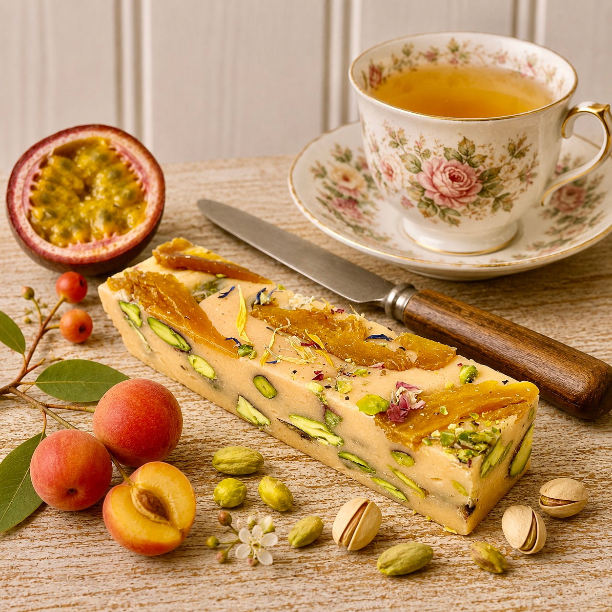 Wild Australian Quandong, Peach & Passionfruit with Pistachios Nougat
