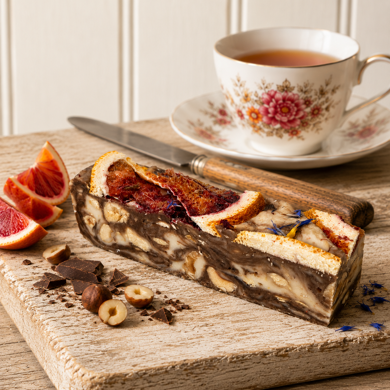 Blood Orange, Dark Chocolate and Hazelnuts Nougat