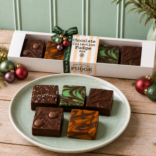 Santa’s Chocolate Lovers Fudge Collection – 5 Piece Christmas Gift Box