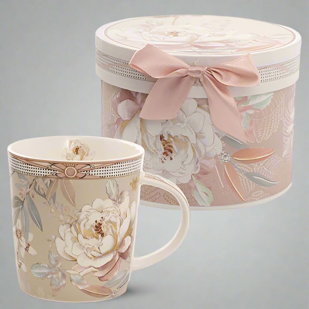 Pink Peony Porcelain Mug
