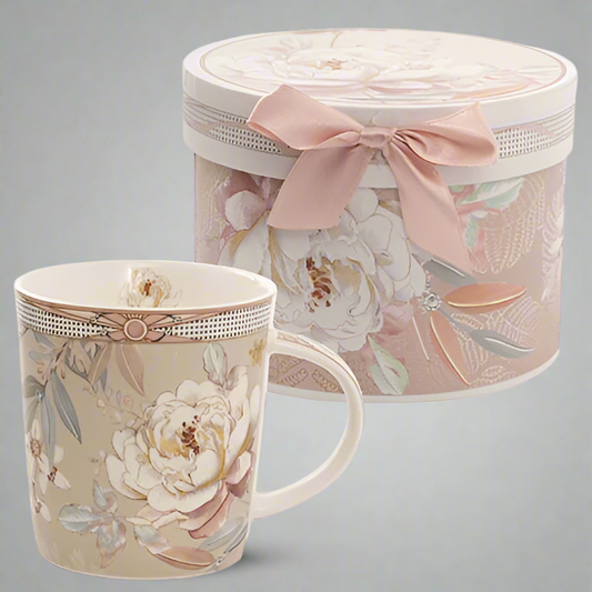 Pink Peony Porcelain Mug
