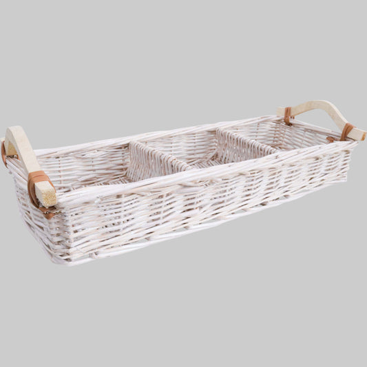 Woven White Wicker Storage Tray