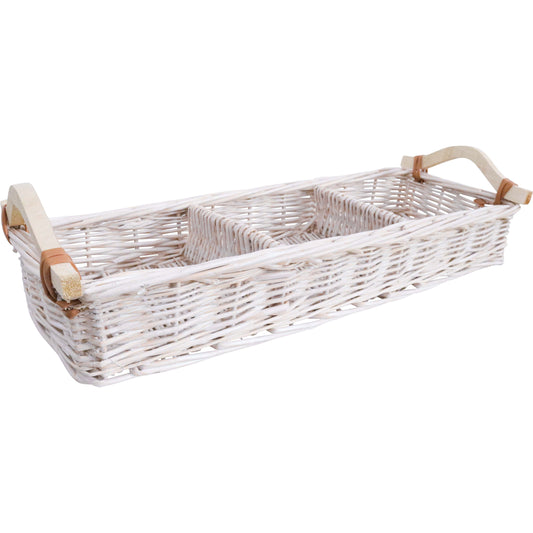 Woven White Wicker Storage Tray